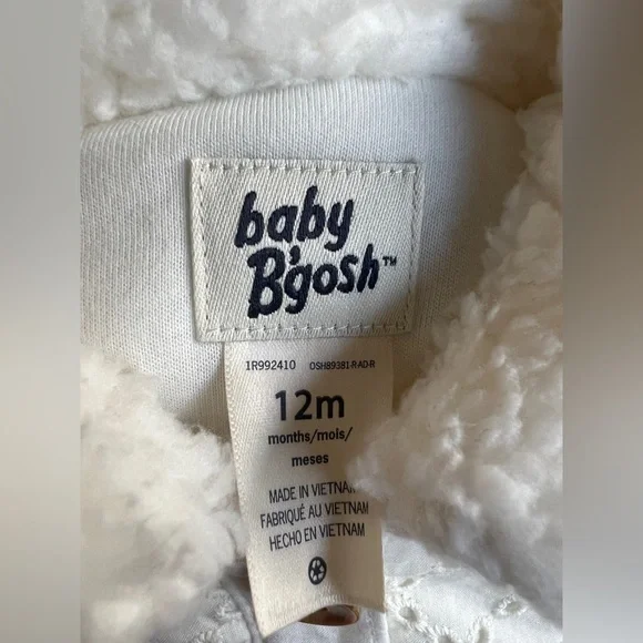 OshKosh B'gosh White Fleece Sherpa Baby Jacket NWT 12M - Picture 6 of 7